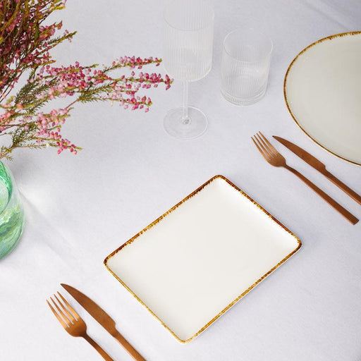 Rectangular Rimmed Side Plate - Natural Ivory-Ceramic