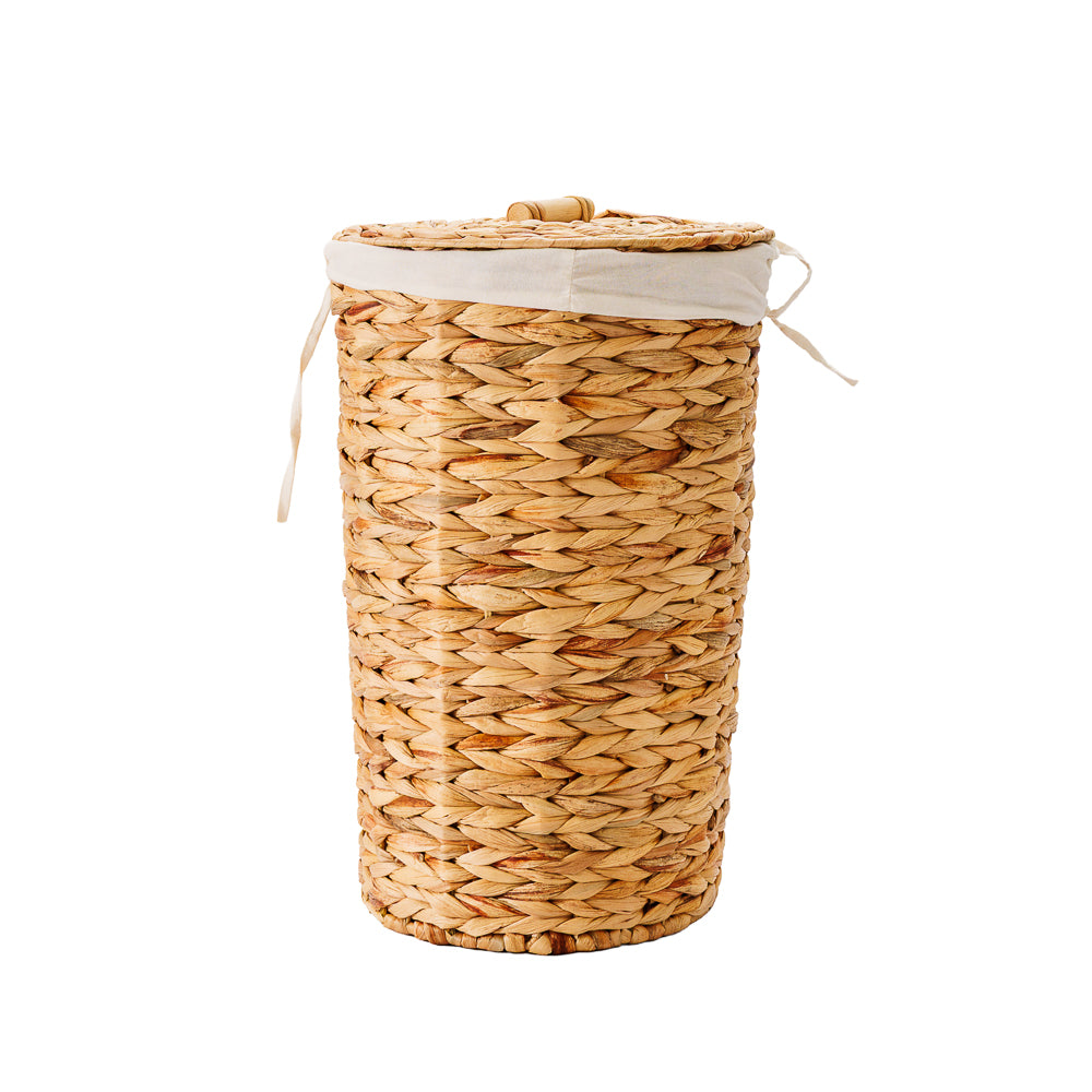 Home.Life Lined Tapered Water Hyacinth Hamper with Lid Natural-Laundry Basket