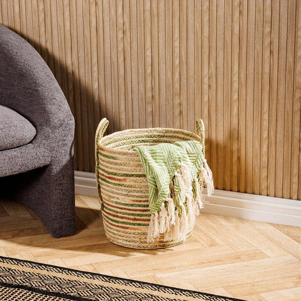 Home.Life Maize Shaded Rope Basket Green-Storage Baskets