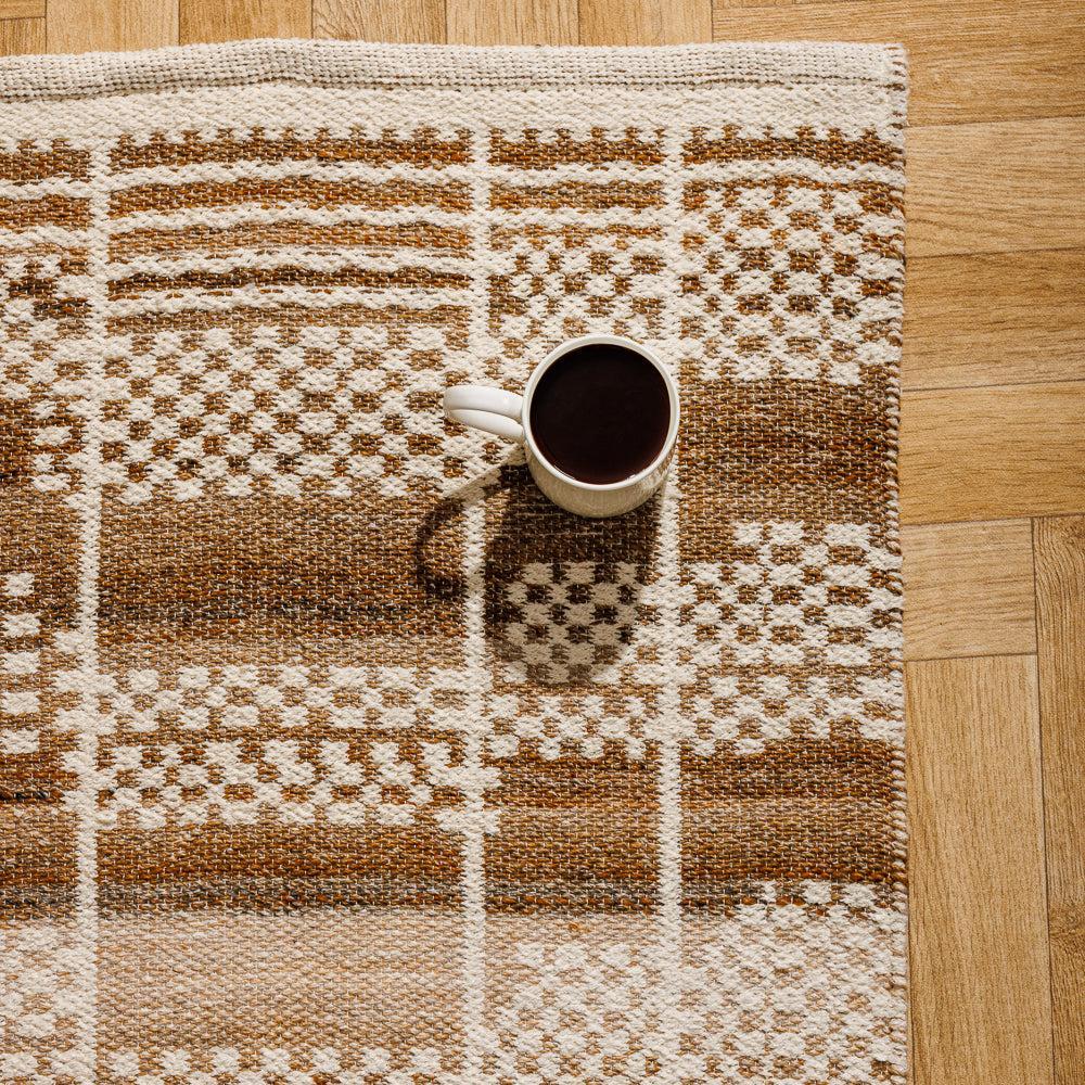 Home.Life Mosaic Cotton Rug Brown and Beige-Carpets/Rugs