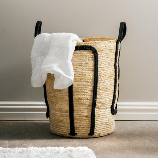 Home.Life Natural Corn Rope Handle Basket Black-Storage Baskets