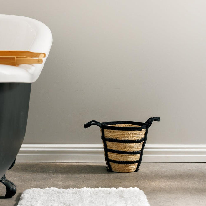 Home.Life Natural Corn Rope Stripe Basket Black-Storage Baskets