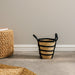 Home.Life Natural Corn Rope Stripe Basket Black-Storage Baskets