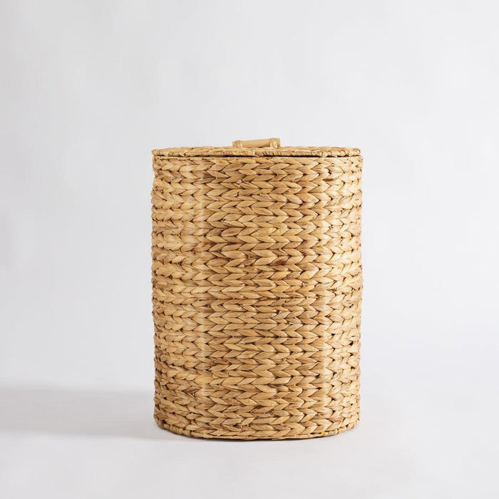 Home.Life Oval with Hyacinth Hamper Wooden Handles with Lid Natural-Laundry Basket