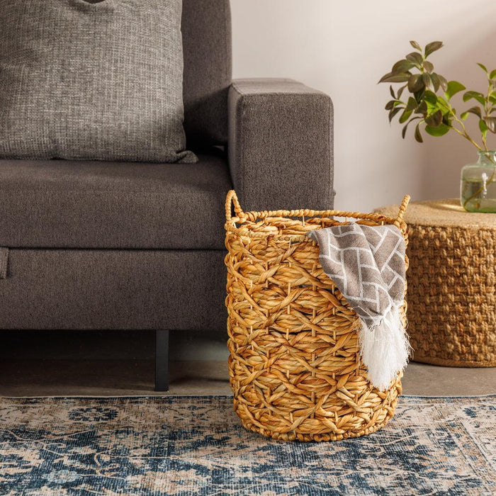 Home.Life Oval with Hyacinth Basket Twisted Weave Natural-Storage Basket
