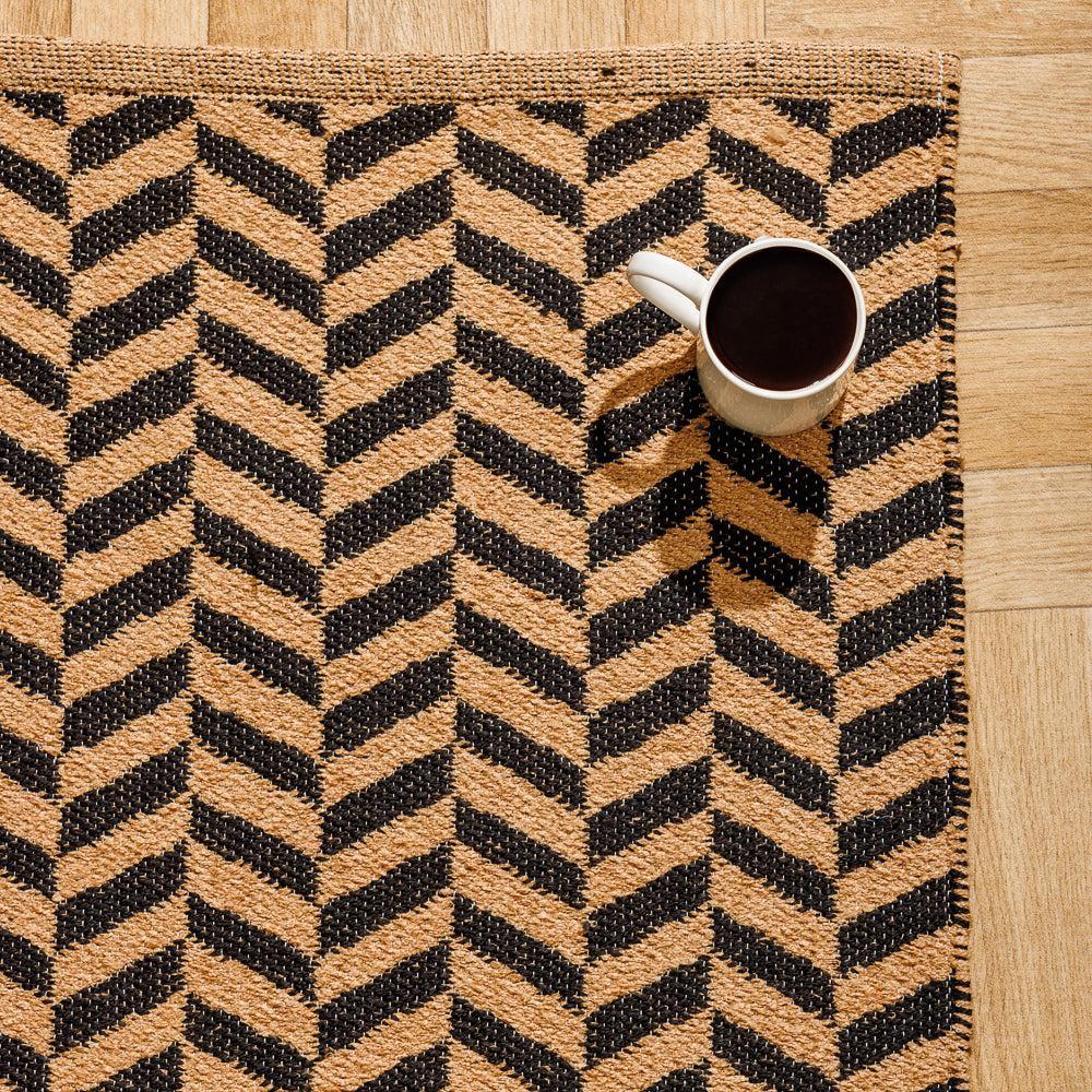 Home.Life Pinstripe Cotton Rug Black and Beige-Carpets/Rugs