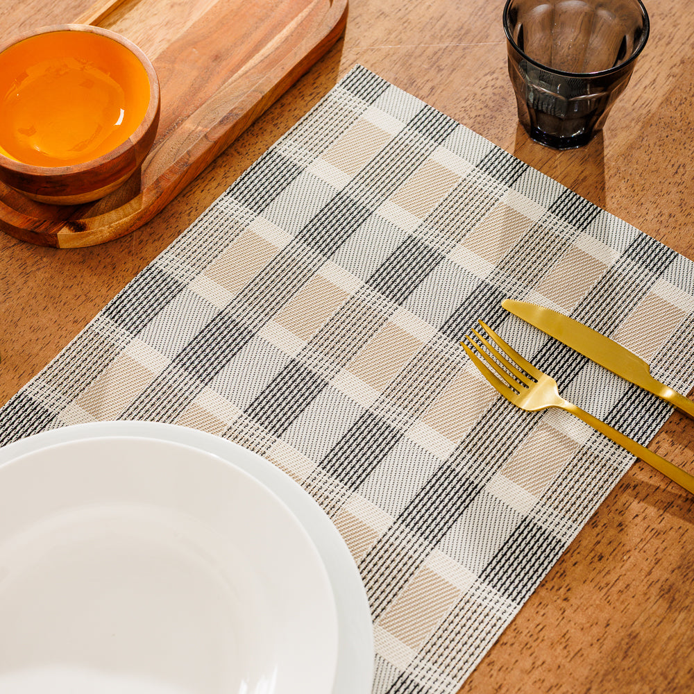 Home.Life Placemats Shaded Tartan Black 6 Pack-Placemats