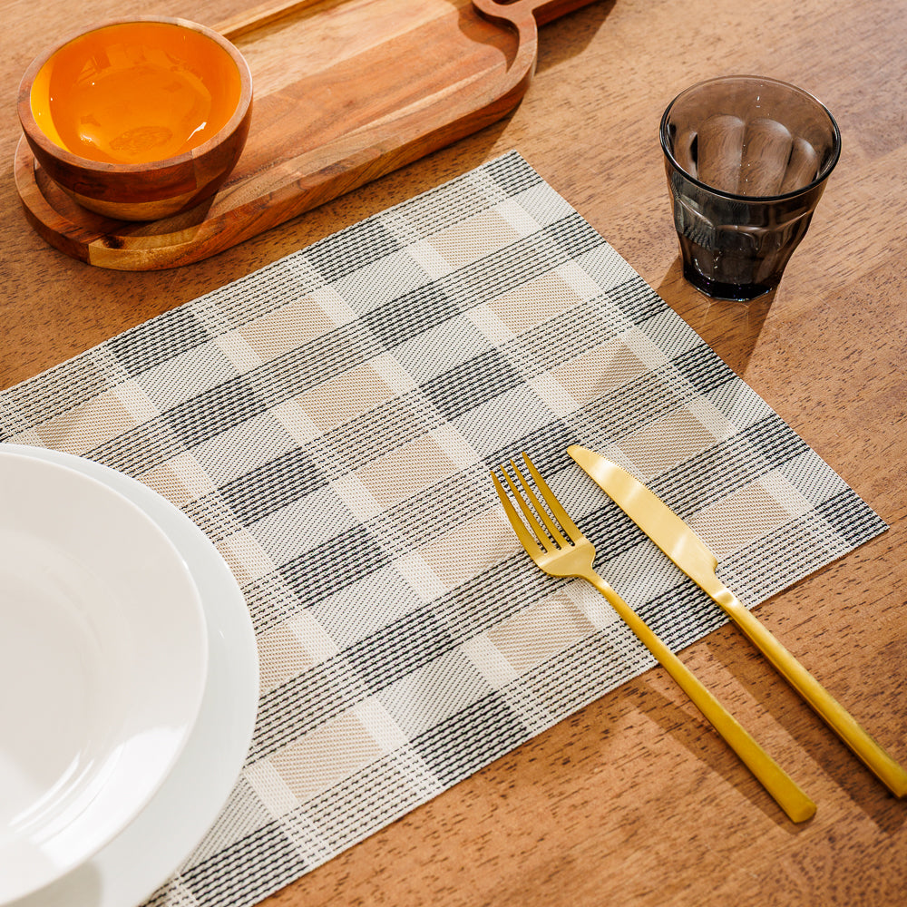Home.Life Placemats Shaded Tartan Black 6 Pack-Placemats