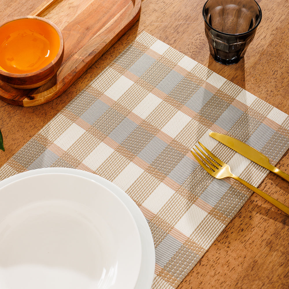 Home.Life Placemats Shaded Tartan Brown 6 Pack-Placemats
