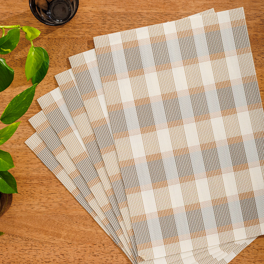 Home.Life Placemats Shaded Tartan Brown 6 Pack-Placemats