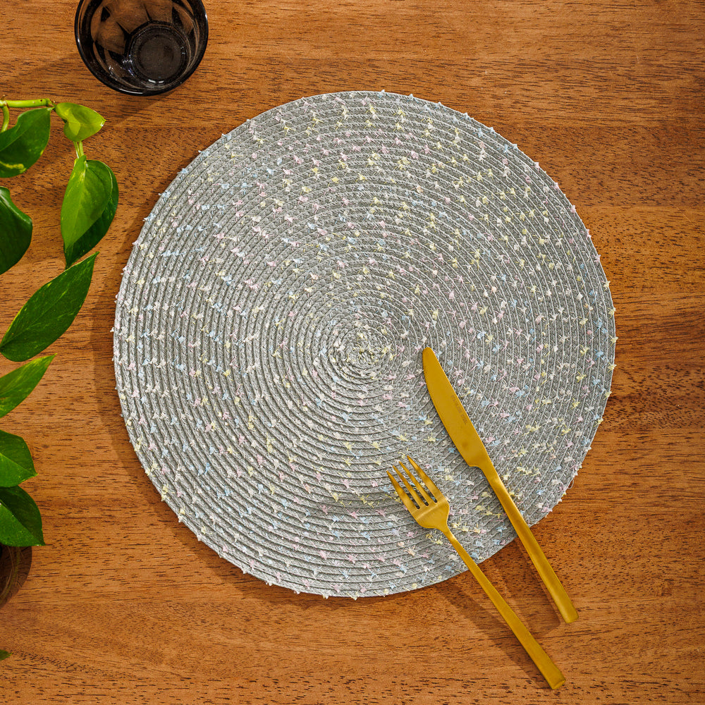 Home.Life Round Placemat Speckled Grey-Placemats