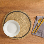 Home.Life Round Seagrass Placemat Natural and Black