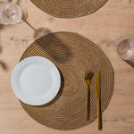 Home.Life Round Woven Paper Cotton Placemat Brown