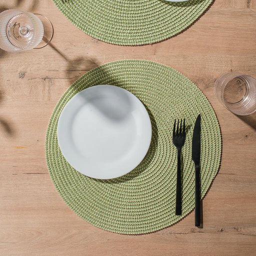 HOME.LIFE Round Woven Paper Cotton Placemat - Sage-Placemats
