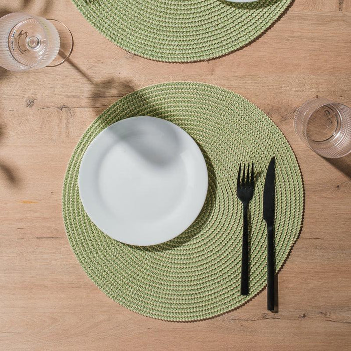 HOME.LIFE Round Woven Paper Cotton Placemat - Sage-Placemats
