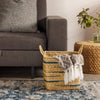Home.Life Square Seagrass Basket Abstract Line with Handles Midnight Blue