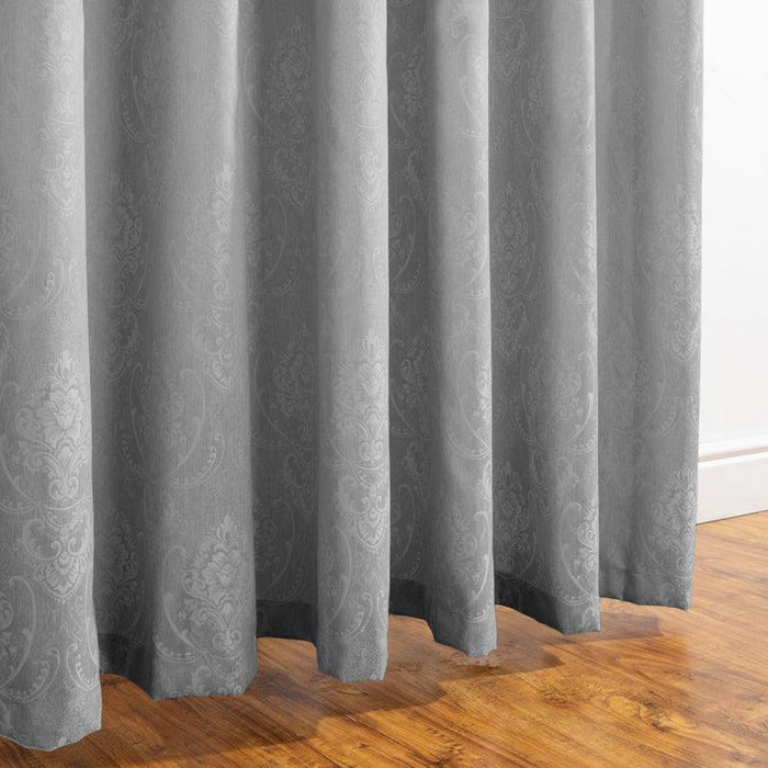 HOME.LIFE Venice Jacquard Eyelet Lined Curtain - Dark Grey-Curtains