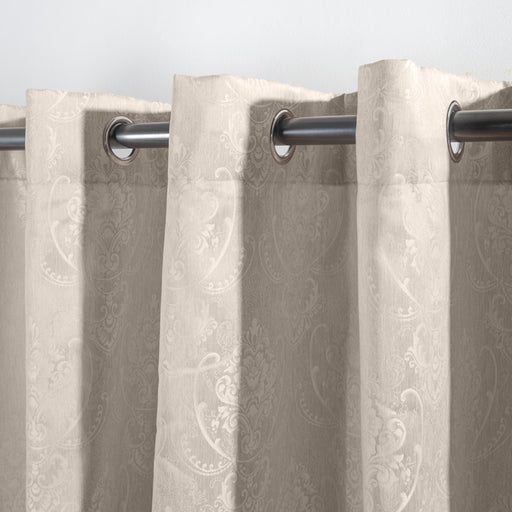 HOME.LIFE Venice Jacquard Eyelet Lined Curtain - Natural-Curtains