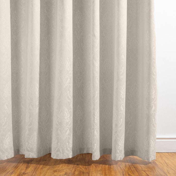 HOME.LIFE Venice Jacquard Eyelet Lined Curtain - Natural-Curtains
