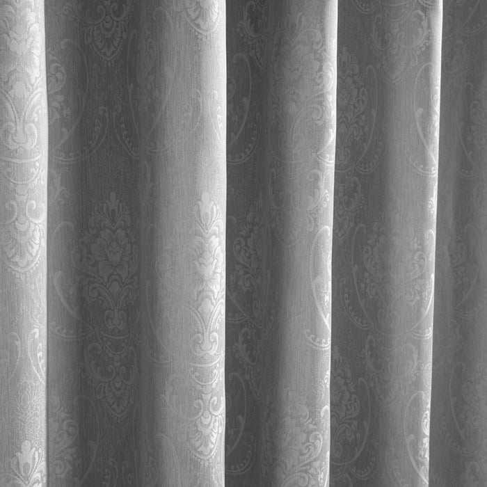 HOME.LIFE Venice Jacquard Taped Lined Curtain - Dark Grey-Curtains