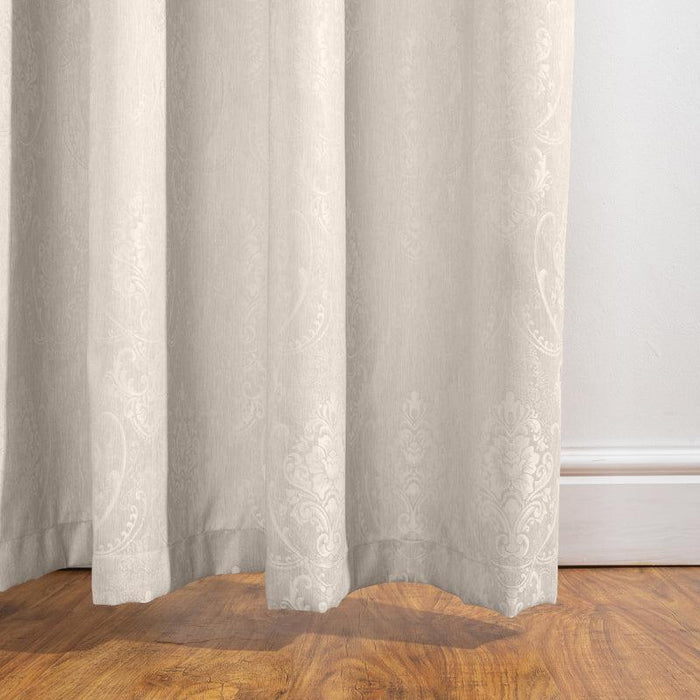 HOME.LIFE Venice Jacquard Taped Lined Curtain - Natural-Curtains