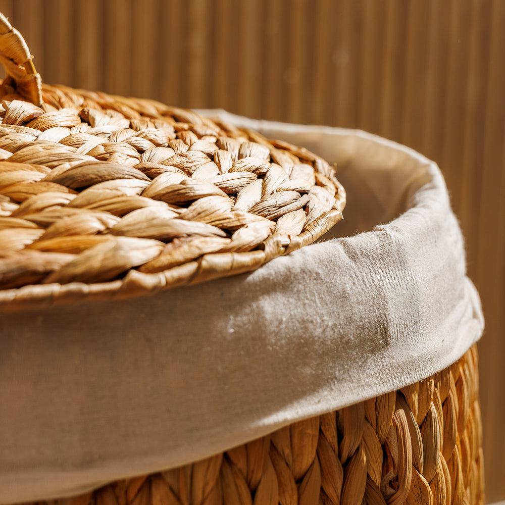 Home.Life Vietnamese Barrel Laundry Hamper with Lid and Liner Natural-Laundry Basket