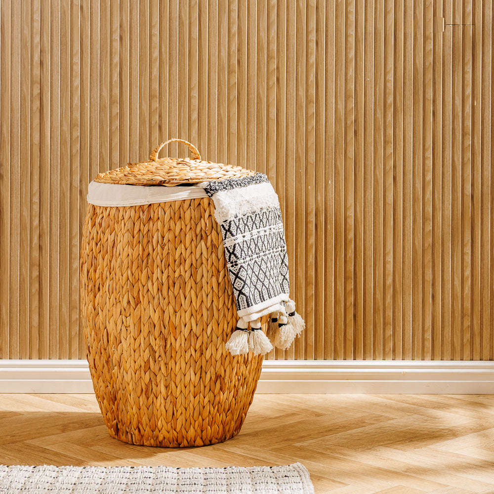 Home.Life Vietnamese Barrel Laundry Hamper with Lid and Liner Natural-Laundry Basket
