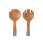 Home.Life Wooden Server Spoon with Enamel Handle Grey Set of 2
