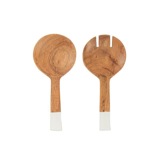 HOME.LIFE Wooden Server Set Enamel Handle - White-Spoons