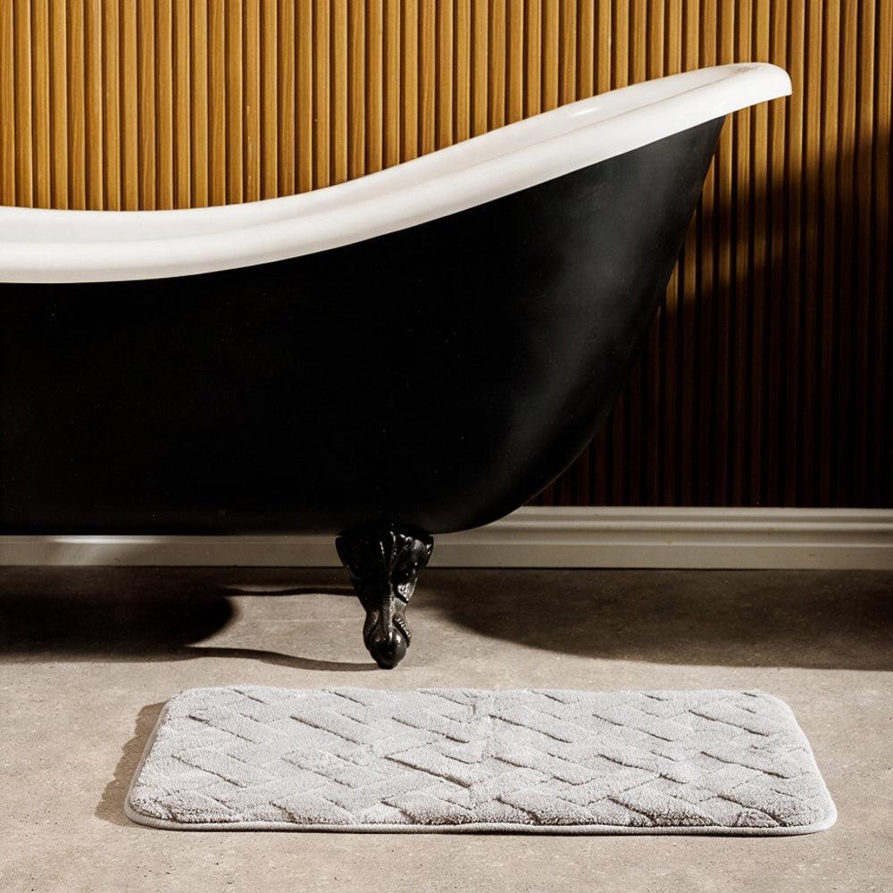 Manhattan Jacquard Memory Foam Bathroom Mat Light Grey 2 Piece-Bath Mats