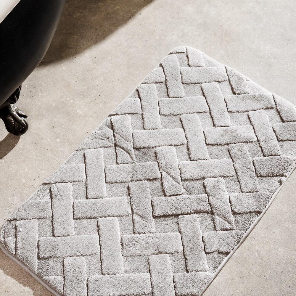 Manhattan Jacquard Memory Foam Bathroom Mat Light Grey 2 Piece-Bath Mats