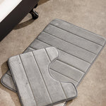 Milan Memory Foam Bathroom Mat Light Grey 2 Piece