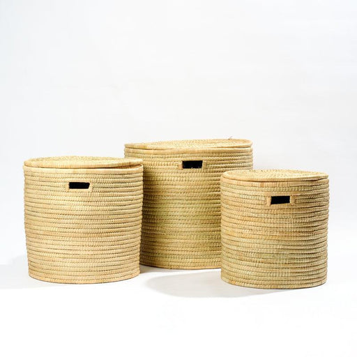 Mlaza Laundry Basket with Lid - Natural-Basket