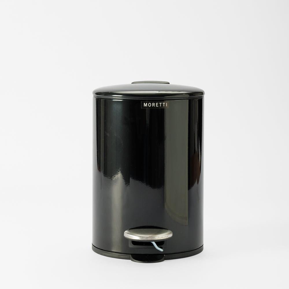 Moretti Round Gloss Finish Pedal Bin 3L Black-Pedal Bin