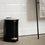 Moretti Round Gloss Finish Pedal Bin 3L Black