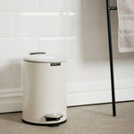 Moretti Round Gloss Finish Pedal Bin 3L Cream