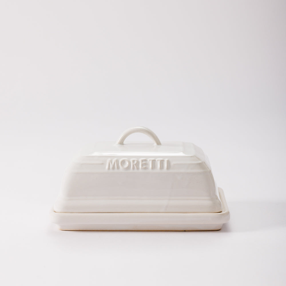 Moretto Casa Stoneware Butter Dish White-Jugs