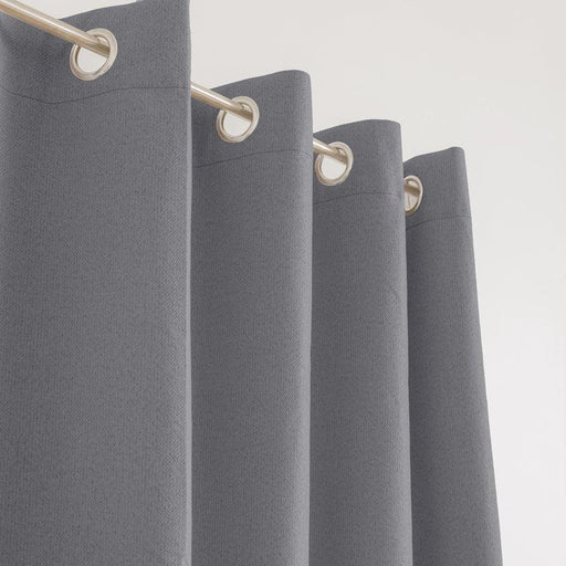Nest Chevron Ultra Blockout Eyelet Unlined Curtain - Charcoal-Curtains