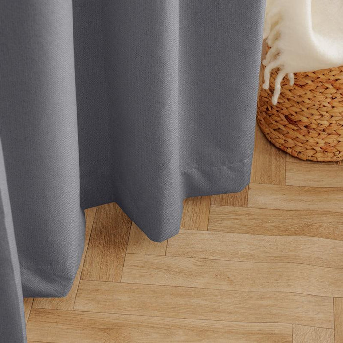 Nest Chevron Ultra Blockout Eyelet Unlined Curtain - Charcoal-Curtains