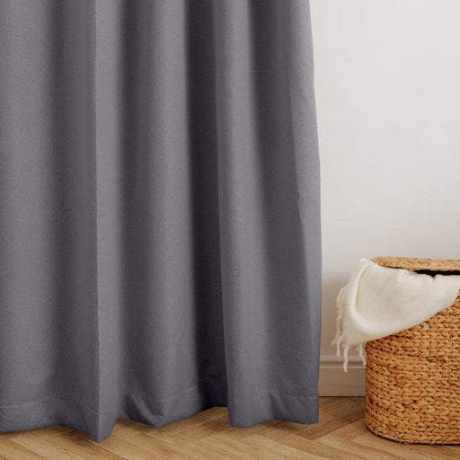 Nest Chevron Ultra Blockout Eyelet Unlined Curtain - Charcoal-Curtains
