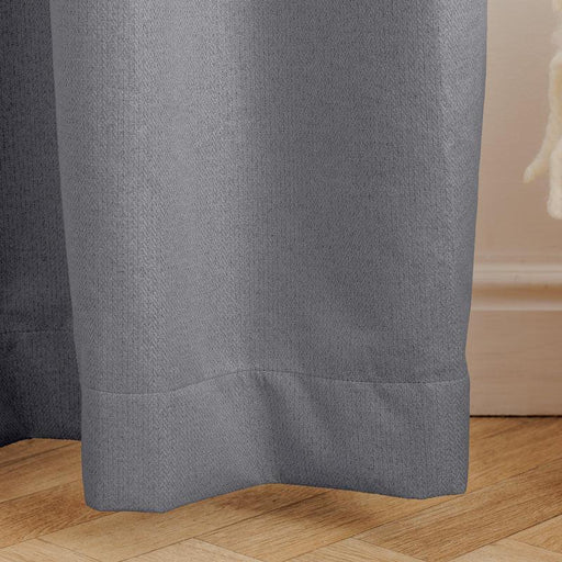 Nest Chevron Ultra Blockout Taped Unlined Curtain - Charcoal-Curtains