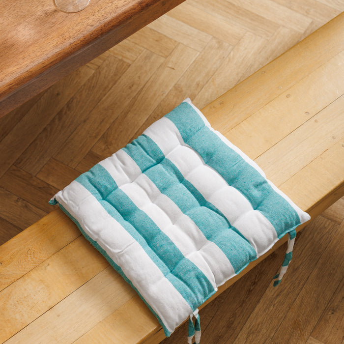 Nest Collection Seafoam Stripe Chair Pad-Chair Pads