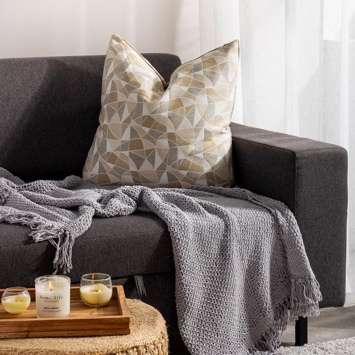 Nest Cotton Blend Bamboo Stitch Throw Light Grey-Blankets & Throws