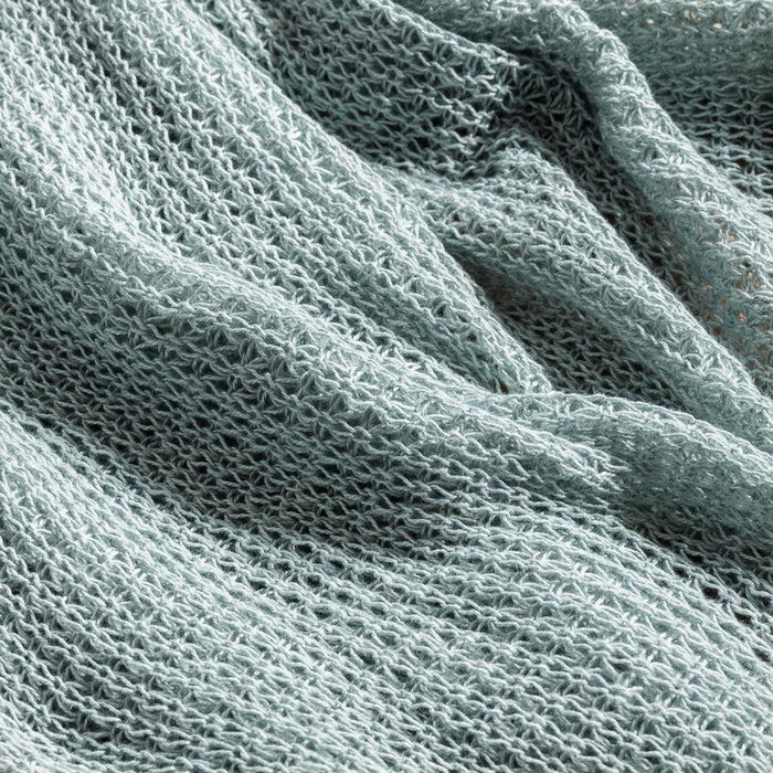 Nest Cotton Blend Fine Crochet Throw Duck Egg-Blankets & Throws