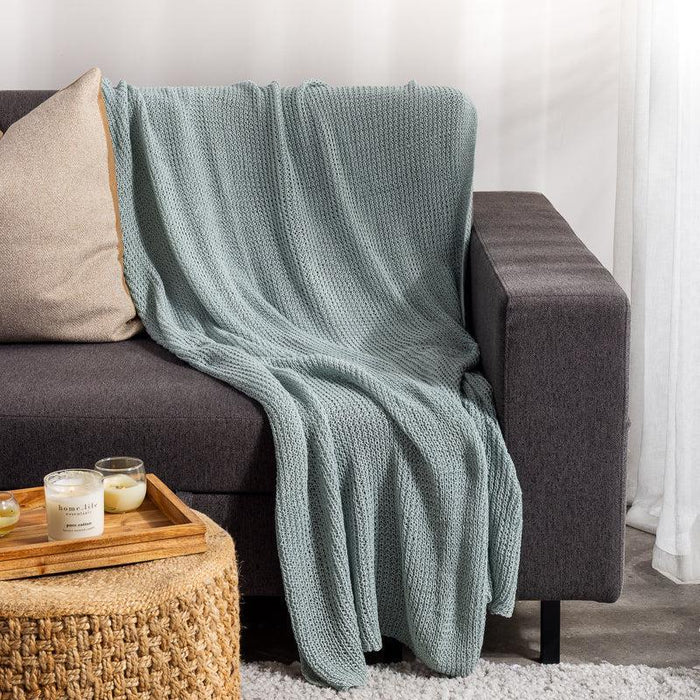 Nest Cotton Blend Fine Crochet Throw Duck Egg-Blankets & Throws