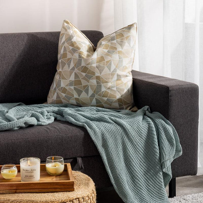 Nest Cotton Blend Fine Crochet Throw Duck Egg-Blankets & Throws