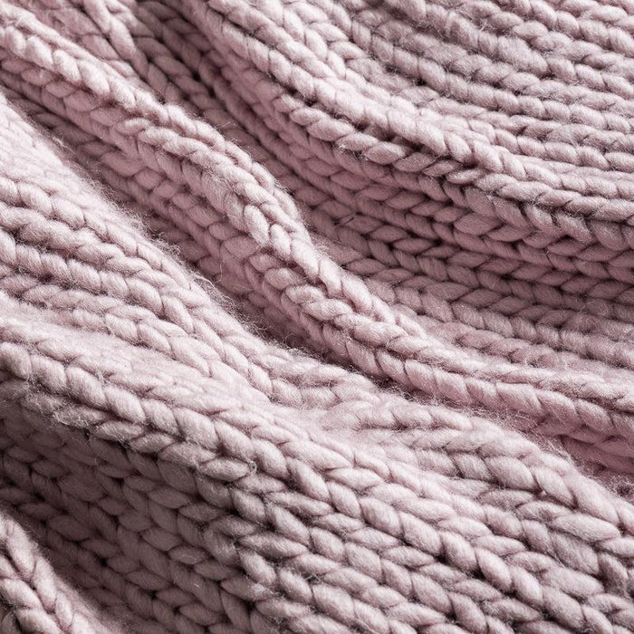 Nest Cotton Blend Knit Stitch Throw Mauve-Blankets & Throws