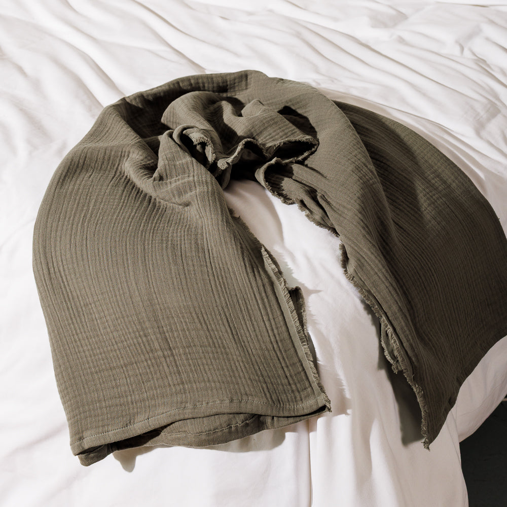 Nest Cotton Throw Hunter Green-Throws