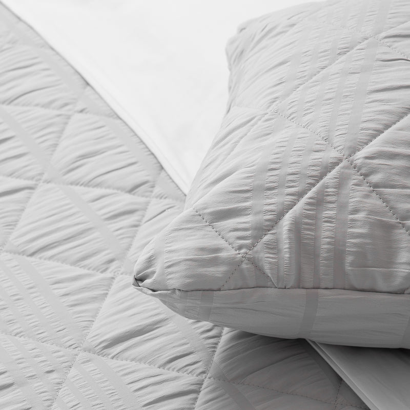 Nest Microfibre Reversible Soft Touch Bed Quilt - Light Grey-QUILT