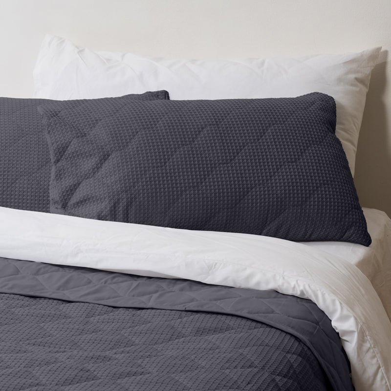 Nest Microfibre Reno 3D Soft Touch Quilted Bed Cover - Steel Grey-Quilt
